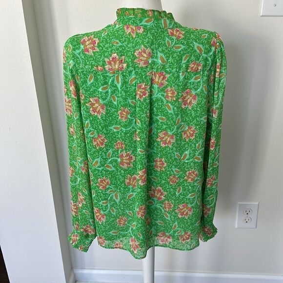 Joie Green Floral Blouse M - Picture 4 of 7